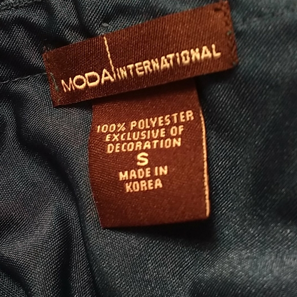 MODA International Bejeweled Deep-V Teal Blouse - Picture 7 of 7